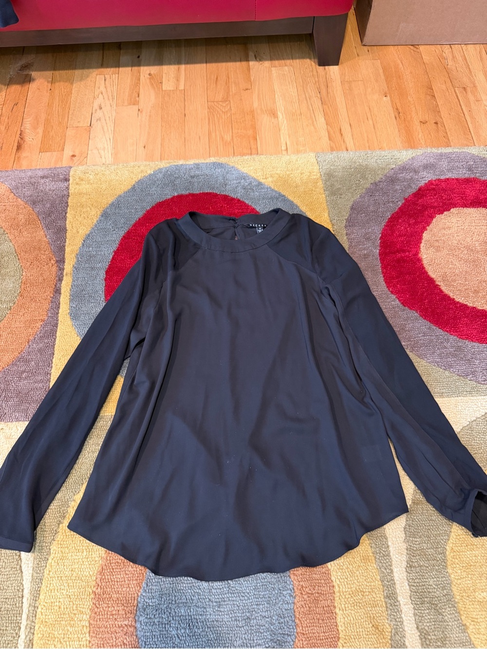Decker Mixology Black Long Sleeve Sheer Blouse Top Shirt Women’s Size Medium